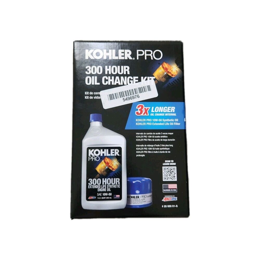 NIB Kohler Pro 300 Hour Oil Change Kit 25 850 01-S 10W-50 Synthetic Oil Filter